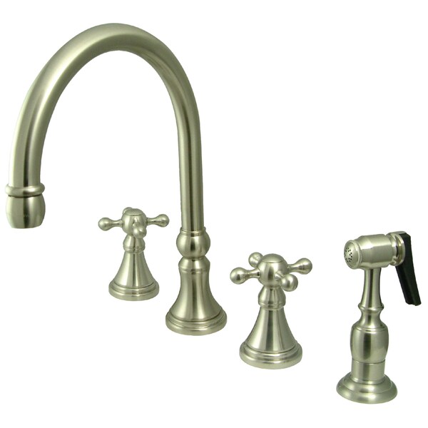 Kingston Brass Widespread Kitchen Faucet, Brushed Nickel KS2798KXBS - main